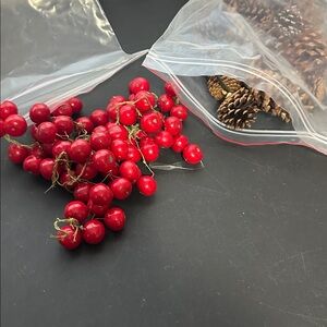 Pine cones and berry decor bowl filler bundle